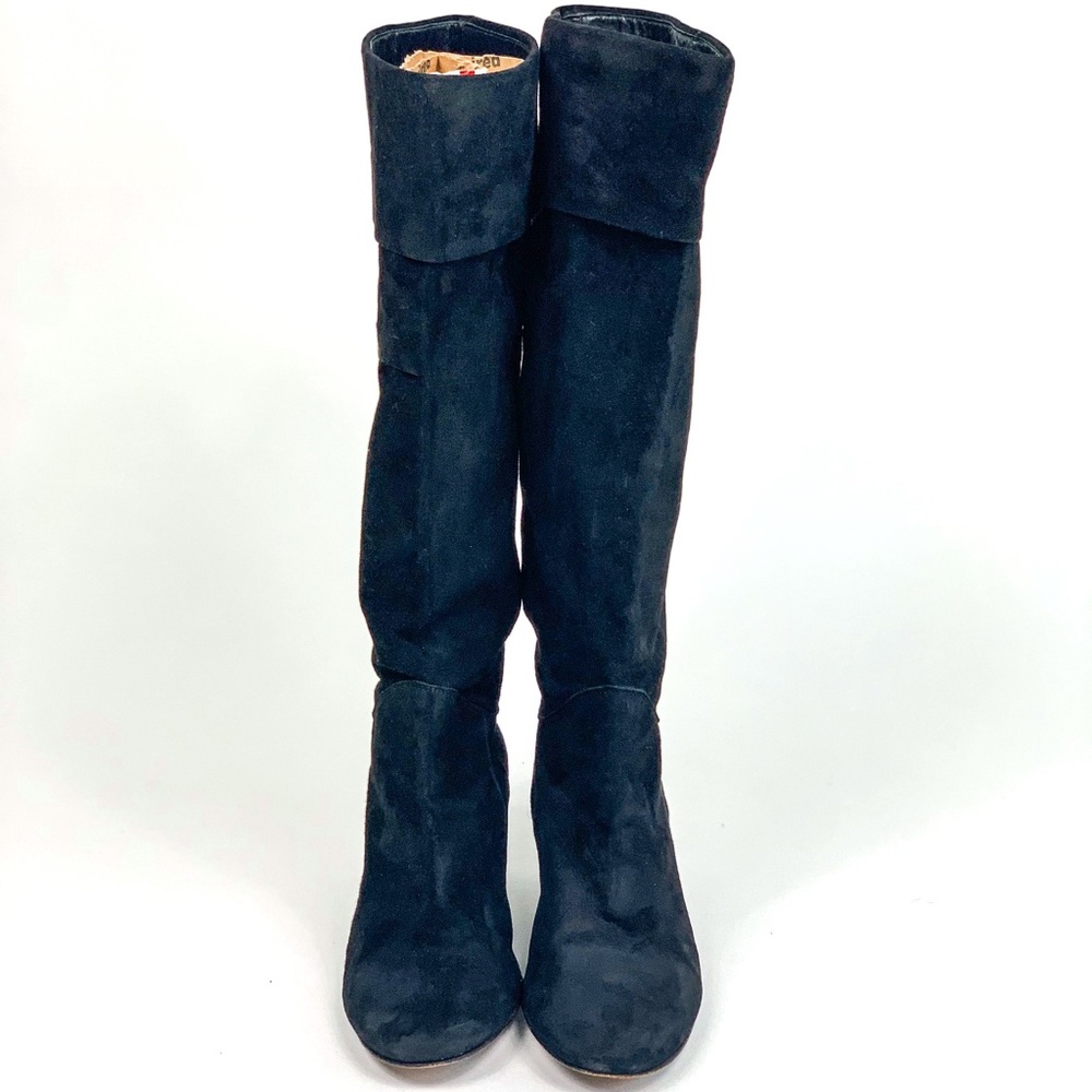 Vero Cuoio Womens Suede Pull On Almond Toe Knee Boots Black Size 38